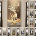 thumbnail image 2 of Nuevos carteles e impresiones de lienzo de ciervo dorado de Fengshui chino abstracto de piedra zen, arte de pared de lujo moderno para decoración de porche, 2 of 5