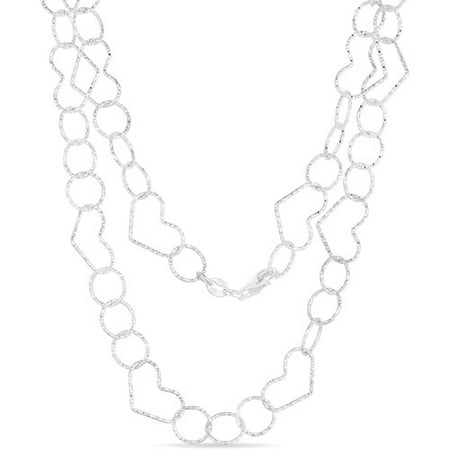 Diamond-Cut Heart Link Chain in Sterling Silver, 24