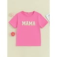 thumbnail image 2 of Yunliwuli Mommy and Me Matching Tops Letter Embroidery Crew Neck T-Shirts/Rompers Short Sleeve Tops Family Matching Clothes, 2 of 9