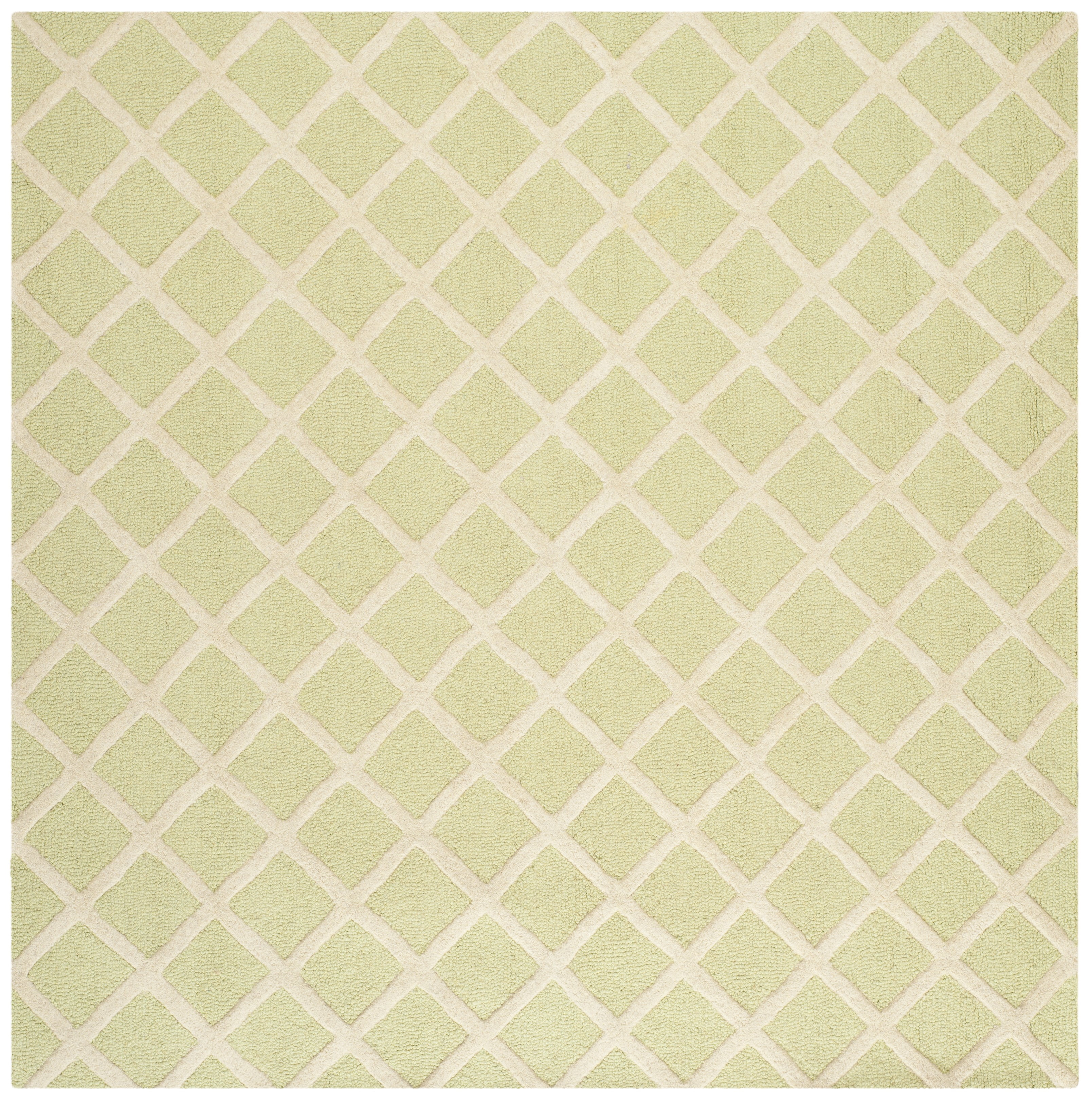 SAFAVIEH Cambridge Kenneth Geometric Diamonds Wool Area Rug, Light Green/Ivory, 8' x 8' Square