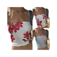 thumbnail image 3 of Aojekbee Women's Floral Print Tube Tops Summer Strapless Bandeau Tops Slim Fit Shirts Streetwear, 3 of 9