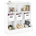 Guidecraft Toy Storage Organizer White Kids' Wooden Multi Shelf Cubby with Bins for Books