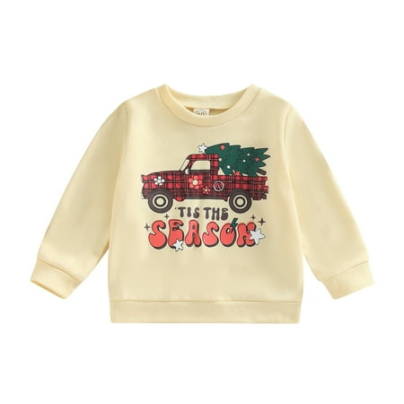 

Meihuida Toddler Baby Christmas Sweatshirt Long Sleeve Red Truck Print Pullover Tops