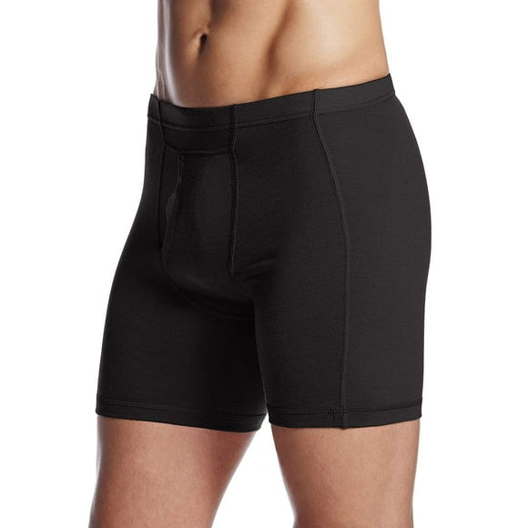 Boxeurs Mi-Longs en Laine Mérinos pour Hommes - Usage Quotidien - sous-Vêtements Respirants - Noir - Moyen