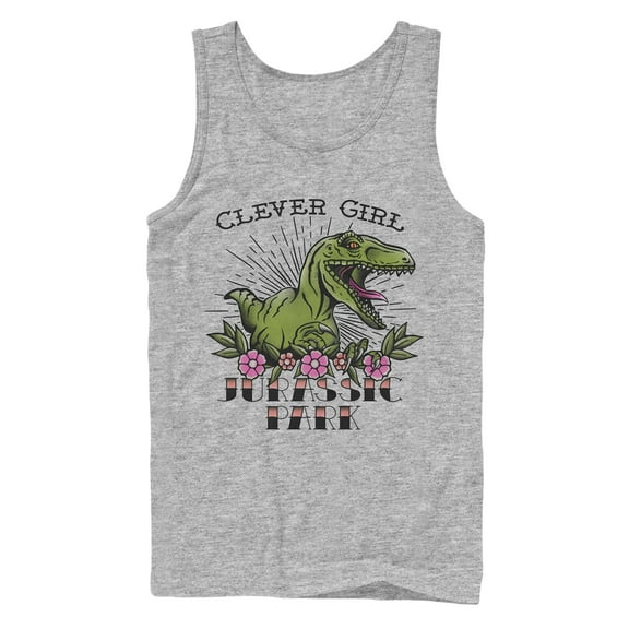 Men's Jurassic Park Clever Girl Tattoo Tank Top Athletic Heather X Large