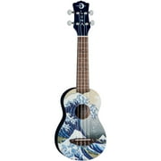 Luna Soprano Ukulele with Gigbag, Right Handed, Great Wave Graphic Finish