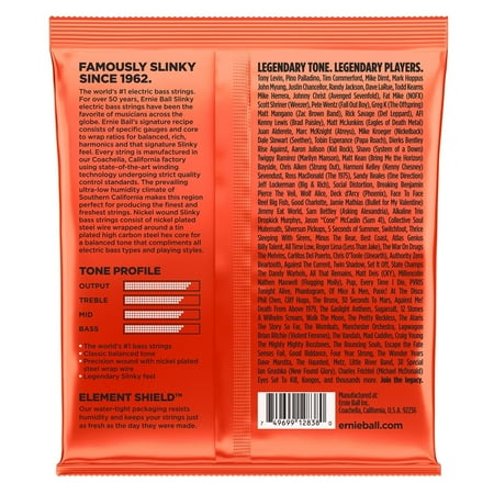 Ernie Ball Slinky Long Scale 6-String Nickel Wound Electric Bass Strings - 32-130 Gauge