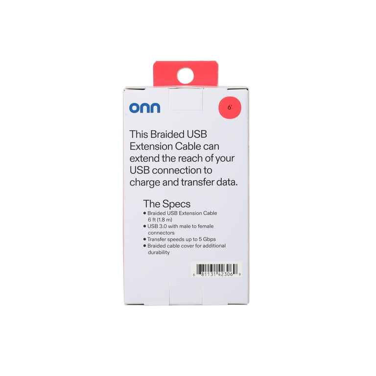 onn USB-A Male to Female Extension Cable 6ft photo 6