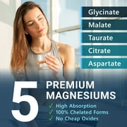MyoActivo Magnesium Complex 5-in-1 Glycinate, Malate, Citrate for Calm, Stress, 120 Capsules