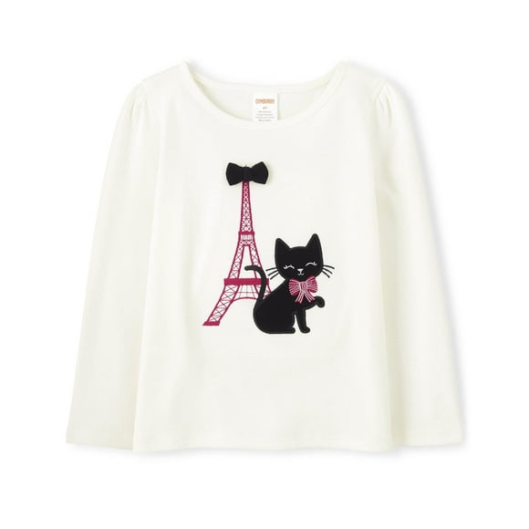 Gymboree Girls and Toddler Embroidered Graphic Long Sleeve T-Shirts, Purfect Paris, 12