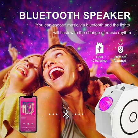 Star Projector, Octagon Galaxy Night Light Projector with Bluetooth Music Speaker, Moon, Rainbow, Laser Galaxy Projector w/ Remote Control for Bedroom/Party/Ceiling, Starry Projector for - image 4 of 5