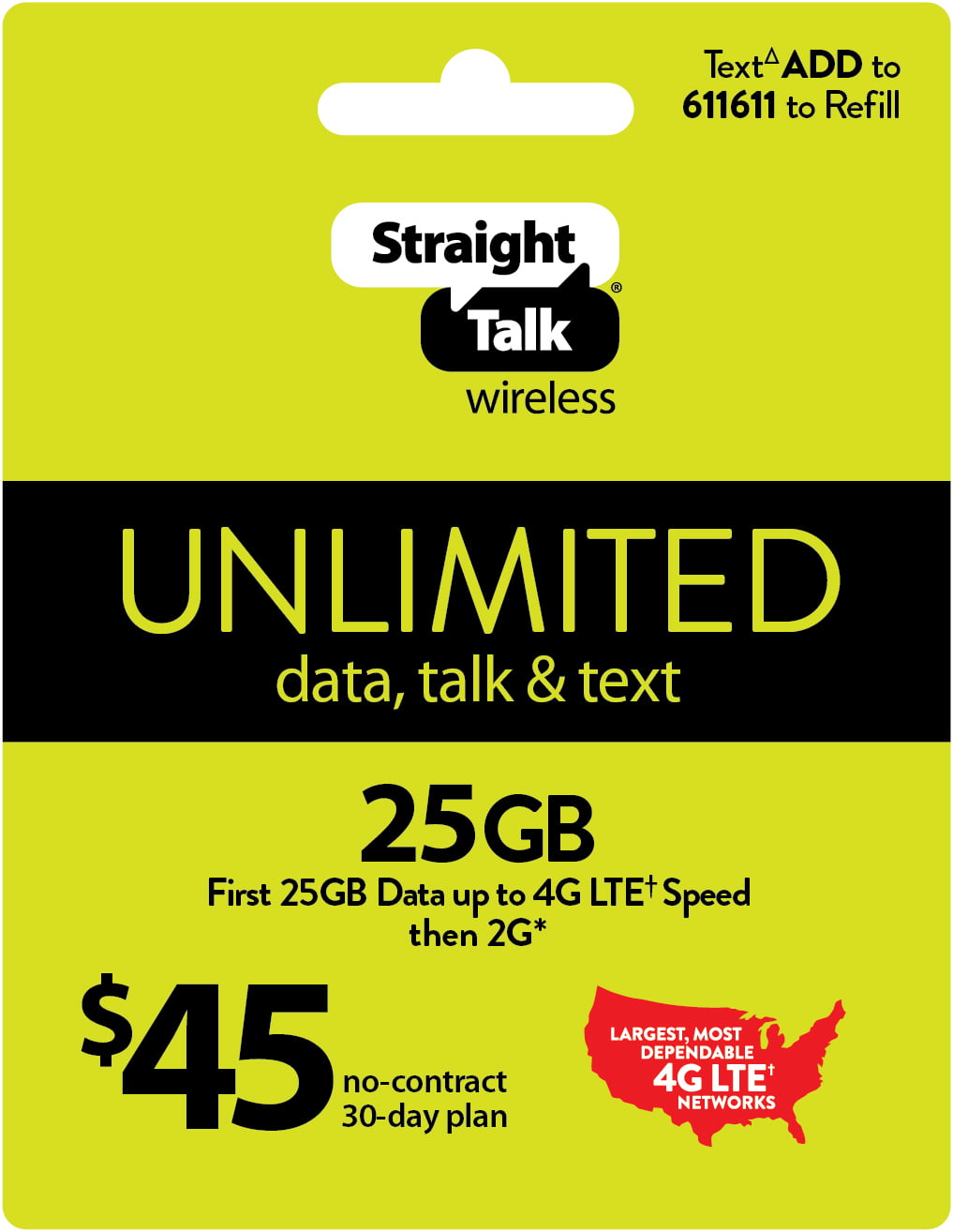Straight Talk 45 Unlimited 30 Day Plan E Pin Top Up Email