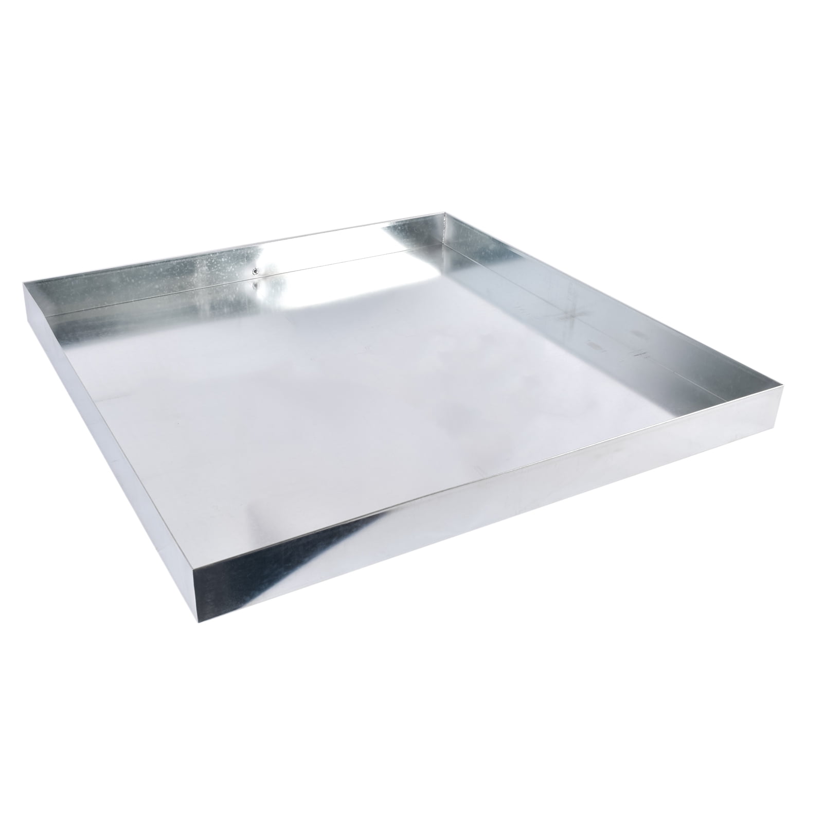 GELUOXI 30 x 30 x 2.5 Inch Washing Machine Pan Galvanized Steel Washing Machine Drain Pan Heavy Duty Compact Washer Drip Tray with Drain Hole & Hose Adapter