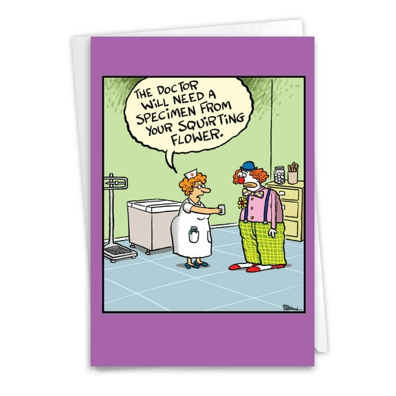 1 Funny Get Well Card with Envelope - Clown Specimen C3641GWG