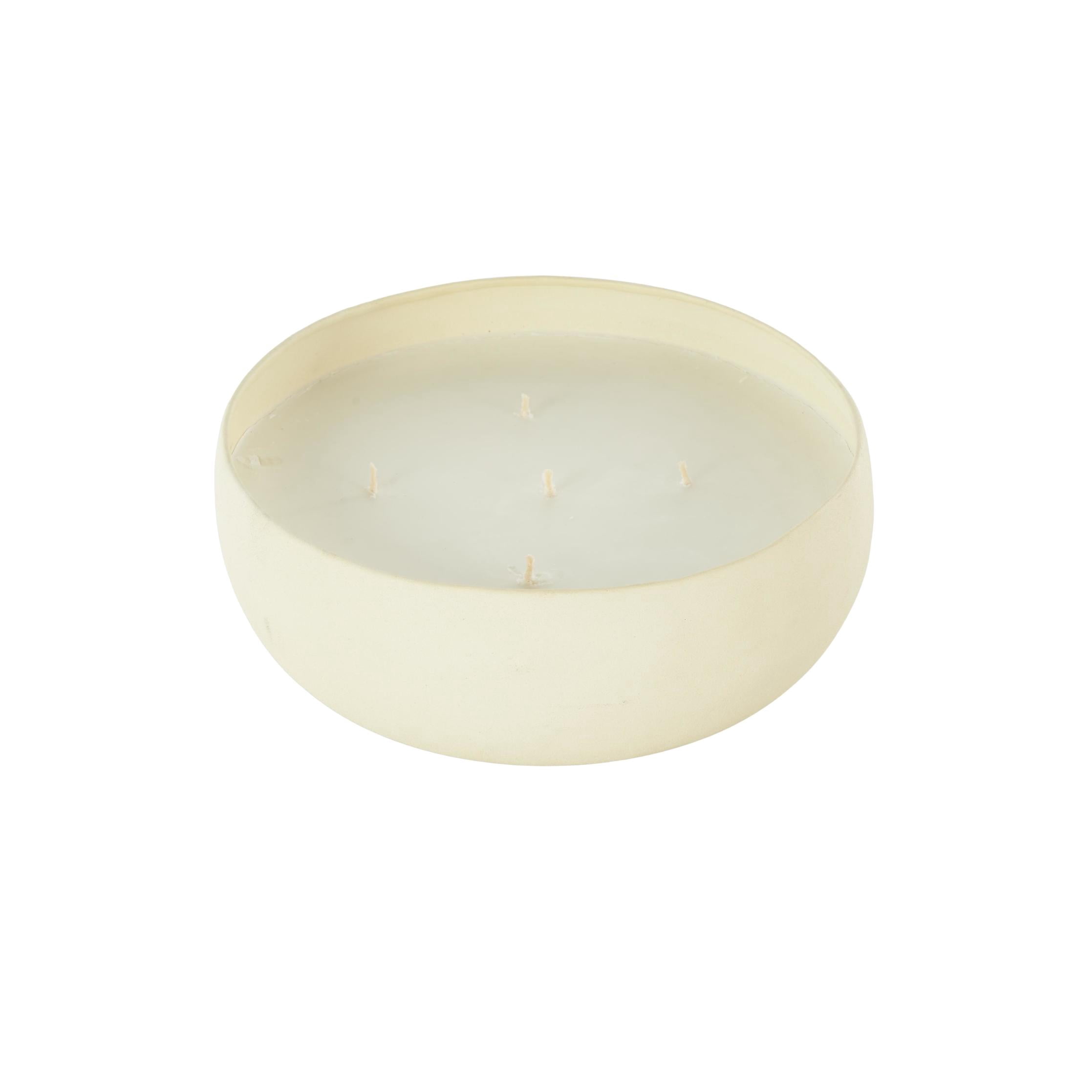 DecMode Cream Metal Tropical Fruit Medley Scented Textured 63oz 5 Wick Candle with White Wax