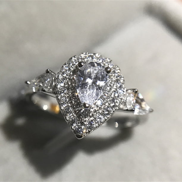 Anillos de joyería de moda CC para mujer, dijes de Zirconia cúbica, compromiso de boda nupcial, anillo de Color oro blanco, triangulación de envío Tan Jianjun unisex