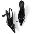 thumbnail image 6 of RONILURN Women’s Kitten Heel Slingback Pumps Pointed Toe Bow Low Heel Dress Shoes Closed Toe Patent Heels for Wedding Office Party, 6 of 9