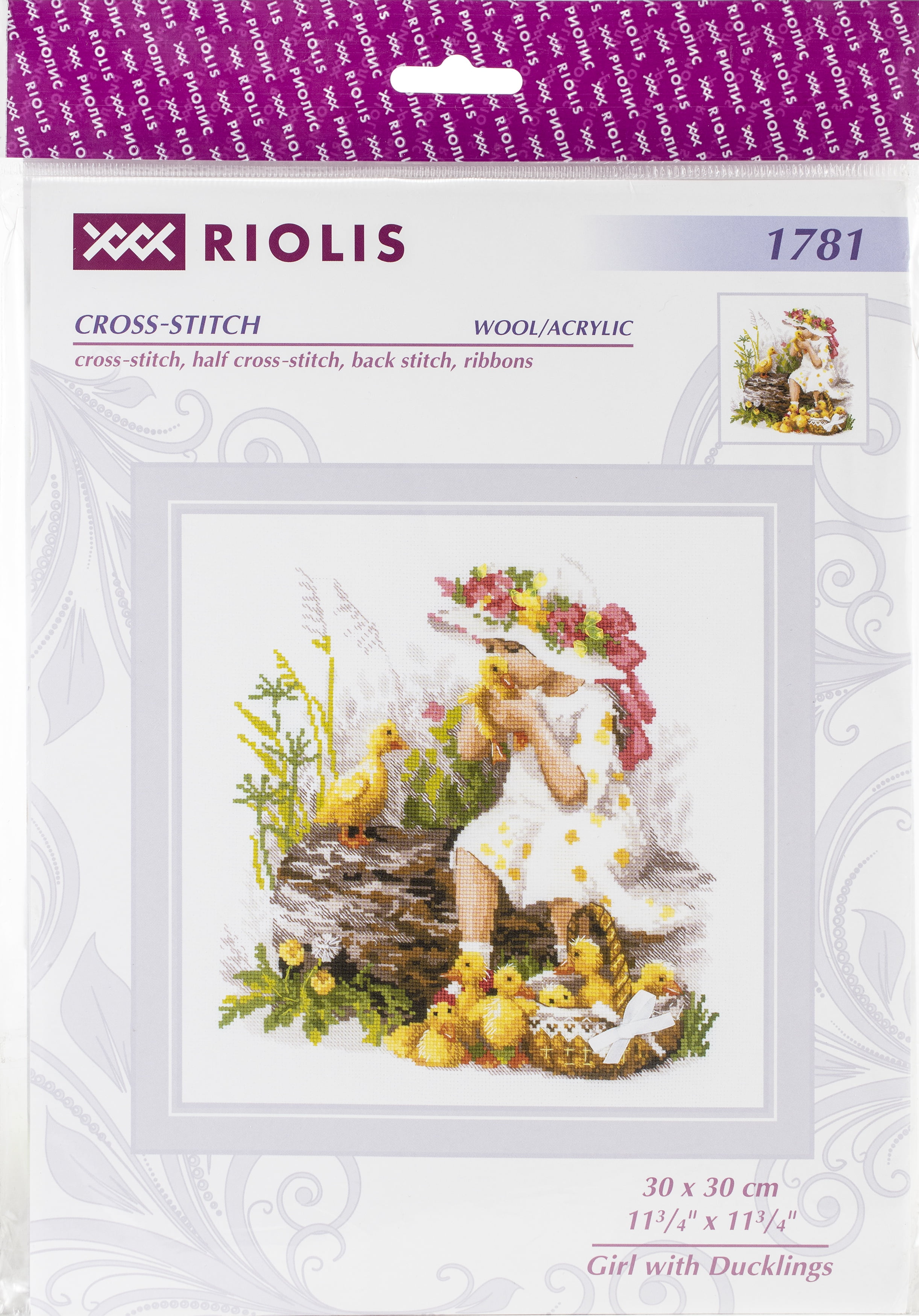 Riolis Cross Stitch Kit Girl With Ducklings