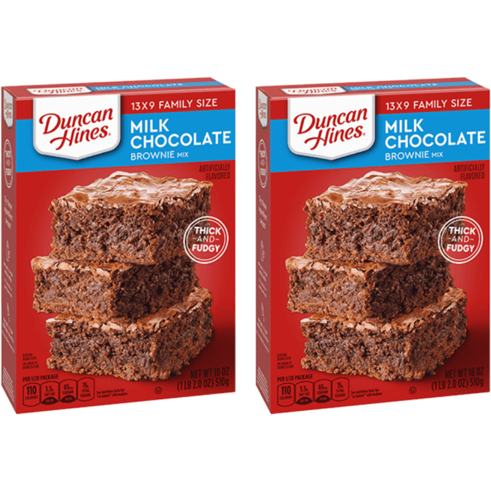 Duncan Hines Milk Chocolate Brownie Mix, Family Size, 18oz - Pack of 2 ...