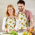thumbnail image 5 of White Green Leaf Flower Sunflower Pattern Apron-Garden Aprons for Women with Pockets-Cotton Linen Waterproof Kitchen Cooking Gardening Aprons Adjustable for Kitchen,Cooking,BBQ and Salon 33x27 Inch, 5 of 7