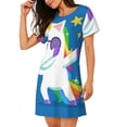 thumbnail image 2 of Easygdp Cool Licorne Étoile Dorée pour Femmes Chemise de Nuit Manches Courtes Décontractée Imprimée, 2 of 6
