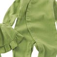 thumbnail image 4 of Kakishop Newborn Baby Girl Boy Ruffle Romper Knit Sweater Onesie Jumpsuit Long Sleeve Romper + Hat Solid Fall Winter Outfits (Green,3-6 Months), 4 of 6