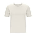 thumbnail image 3 of Yghzkop Womens V Neck Short Sleeve Tops Summer Slim Moisture-Wicking T Shirts Quick-Dry Tee Shirt Curved Hem Plain Top Breathable Beach Activewear, 3 of 5