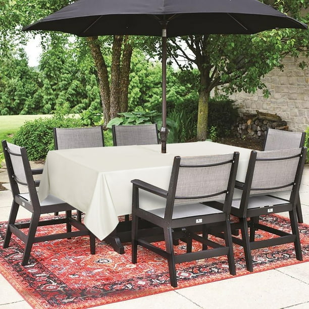 Lushvida 100 Waterproof Pvc Outdoor Indoor Table Cloth With Umbrella Hole And Zipper Beige 60x102 Inch Vinly Tablecloth For Patio Garden Bbq Com Waterproof Pvc Outdoor Indoor Table, Patio Table With Umbrella Hole Under 100