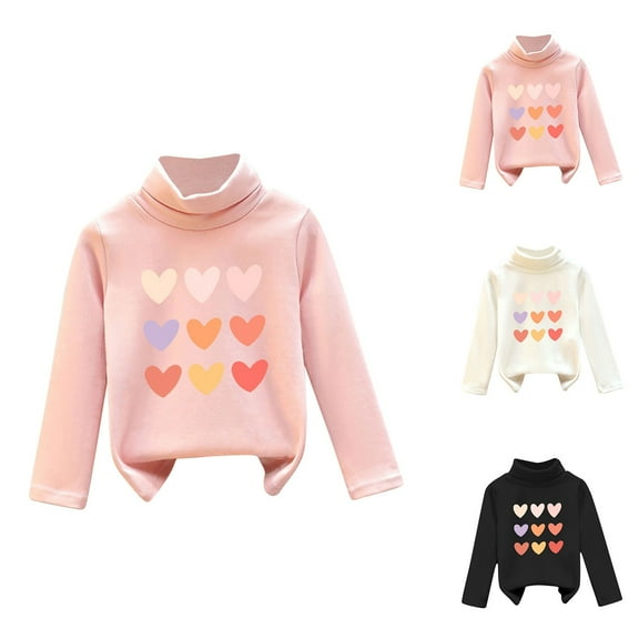 Ahuyic Girls Boys Blouse Long Sleeve High Neck Print Plush Top for Fall Winter,3 Years Black