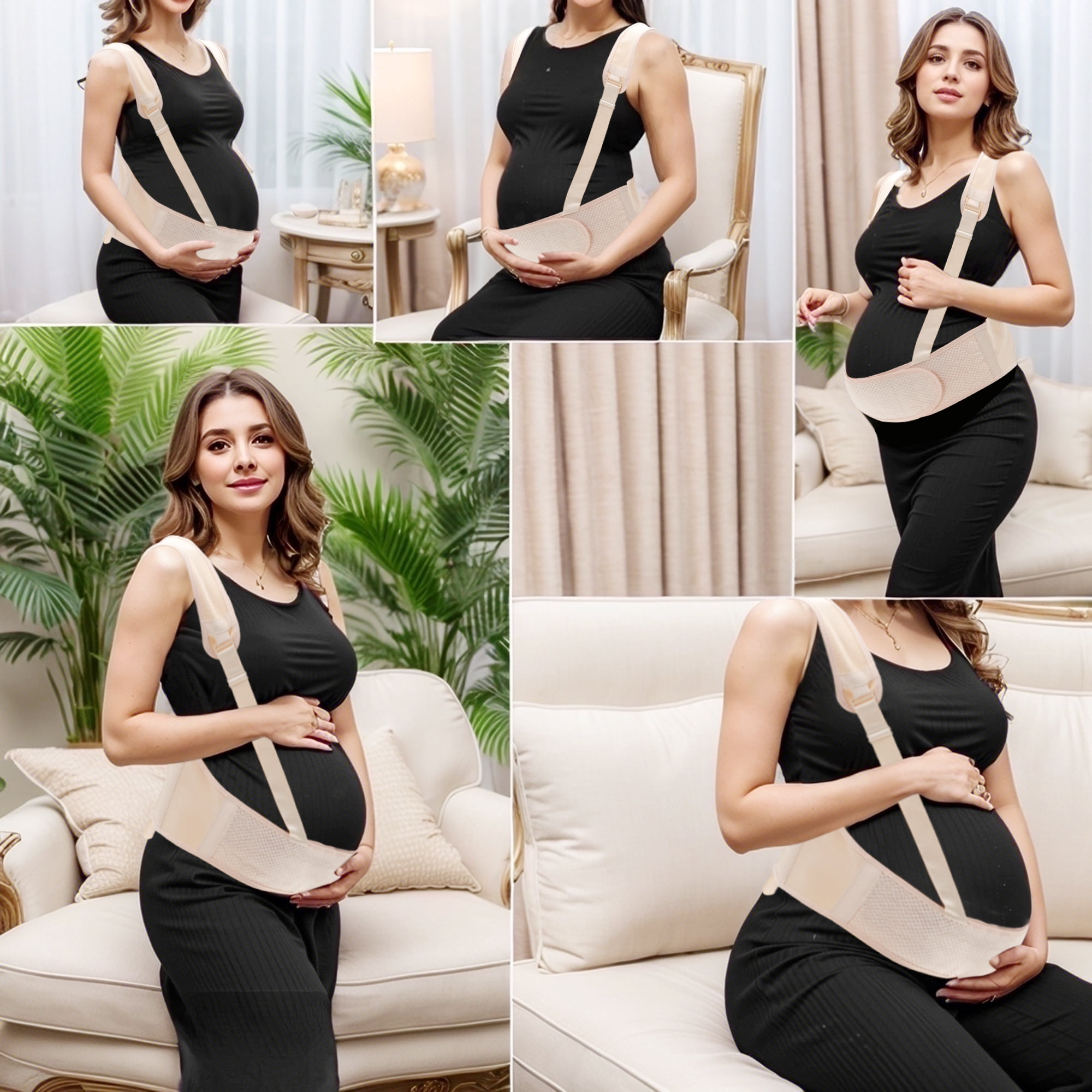 Unique Bargains Pregnancy Belly Band with Adjustable Straps 1 Pc X-Large Apricot