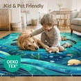thumbnail image 4 of ODIKA 8'x10' Washable Area Rug Non-Shedding, Easy Care, Nautical Turtle Ocean Mosaic Wave Stained Entryway Teal Beachy for King Size Bedroom Under Bed, Master Suite, 4 of 7