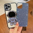 thumbnail image 3 of Compatible for iPhone 11 Pro 5.8 Inch Bling Plating Astronaut Hidden Stand Case, Cute 6D Stand Glitter Phone Case for Women Girls Soft TPU Shockproof Back Cover - Blue, 3 of 12
