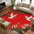 thumbnail image 2 of 6x9 Area Rugs, Red Traditional Non-Skid Rubber Backing Large Rectangle Rugs - Living Room Bedroom Home Office, Vintage Crane Pine Flowers Natural Indoor Floor Mat Carpets Washable Rug, 2 of 9
