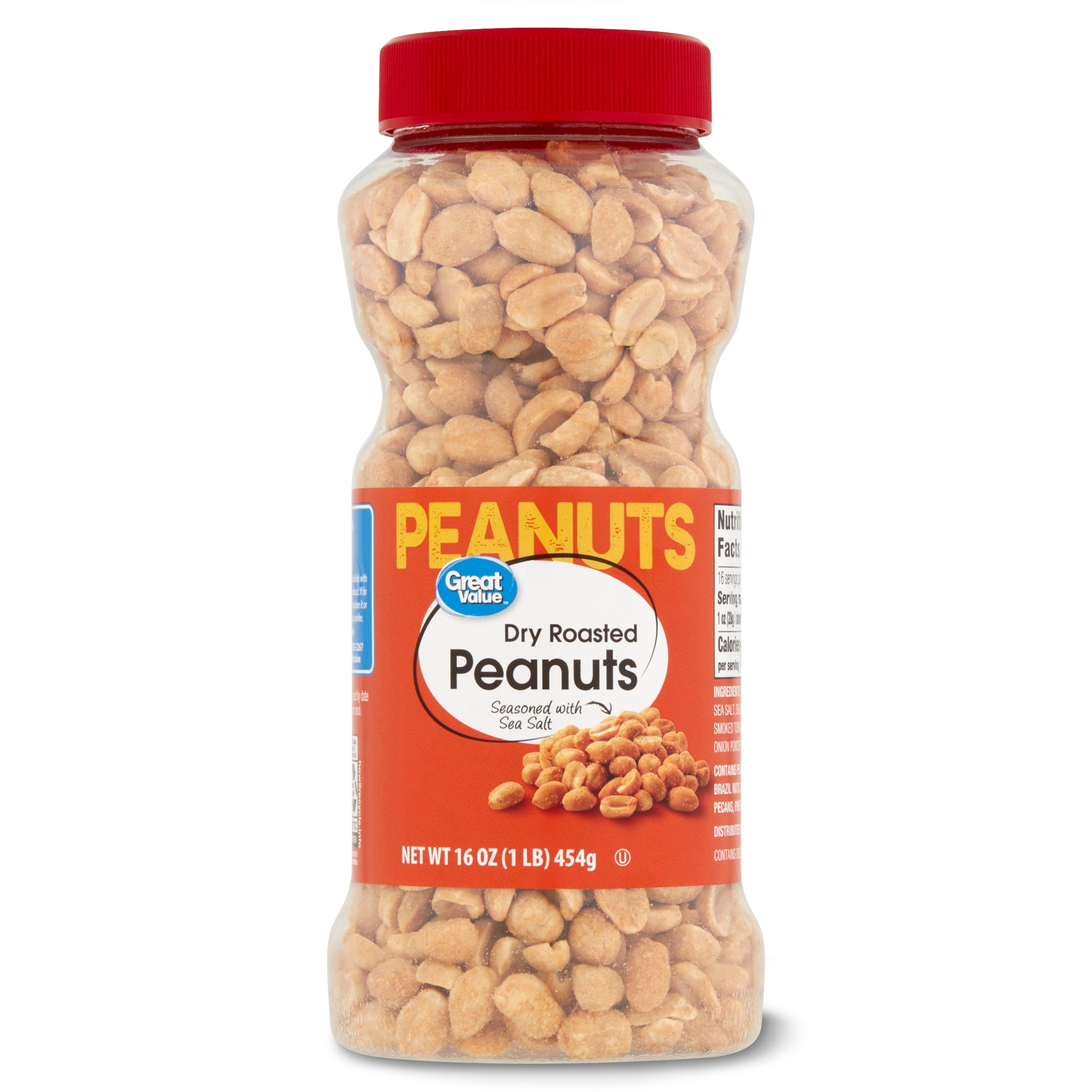 Great Value Dry Roasted Peanuts, 16 oz