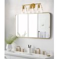 thumbnail image 3 of Kira Home Branson 22" 3-Light Modern Farmhouse Vanity/Bathroom Light + Seeded Glass Cone Shades, Gold Brass Finish, 3 of 7