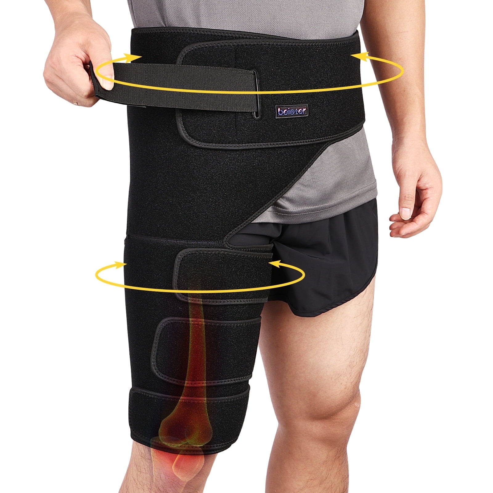 beister Adjustable Hip Braces,Groin Braces, Sciatica Pain Relief,One Size (Right), 1 Count