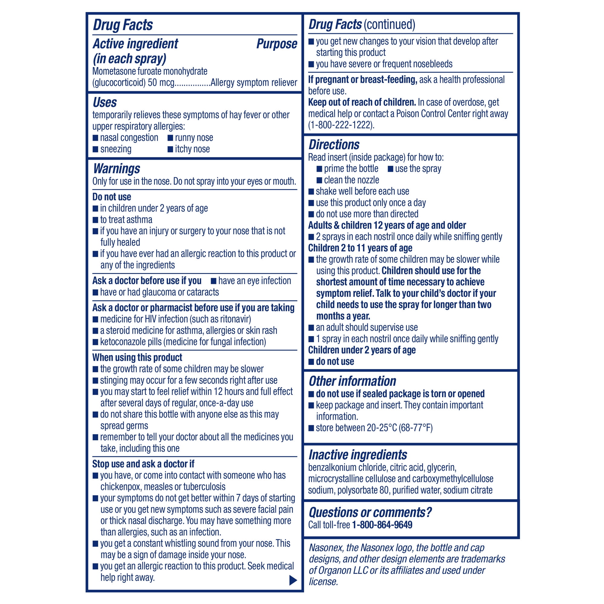 Children's Nasonex 24HR Allergy Nasal Spray, Non-Drowsy Relief for Kids, 7.5 ml