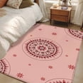 thumbnail image 5 of Pink Floral 3'x5' Washable Rug, Circular Flowers Ethnic Abstract Aesthetic Non-Slip Area Rugs for Entryway Kitchen Classroom, StainResistant Dorm Throw Carpet, Low Pile Soft Indoor Floor Mat, 5 of 9