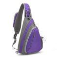 thumbnail image 1 of Hukapapa Bolso bandolera para mujeres y hombres: Mochila pequeña con bandolera - Mini bolso de hombro Bolso de pecho antirrobo para senderismopúrpura, 1 of 6
