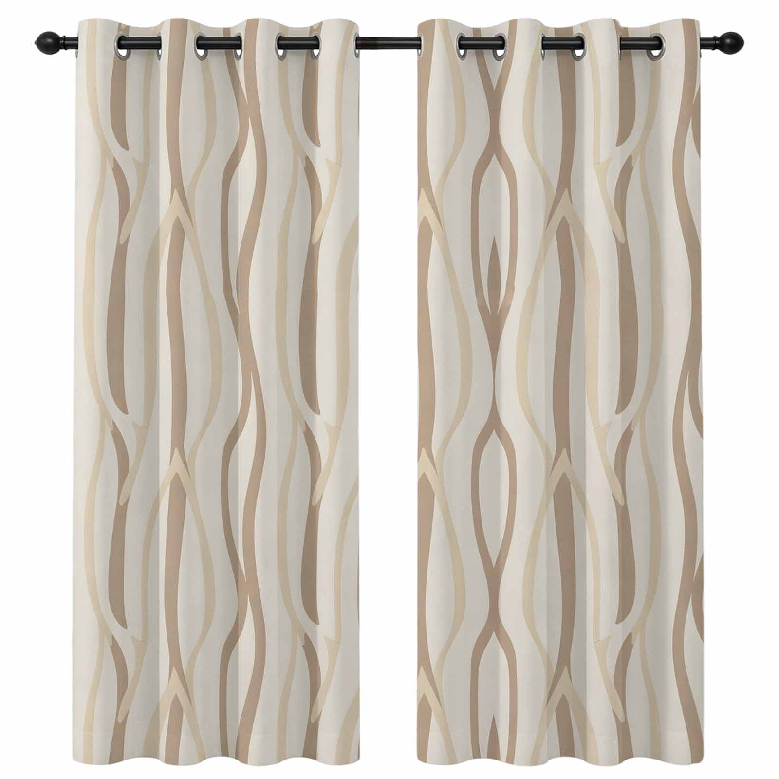 Flowing Ribbons Blackout Curtains 84 Inches Long Abstract Brown Woodgrain Thermal Insulated Room Darkening Drapes with Grommets for Living Room 42 W x 84 L 2 Panels