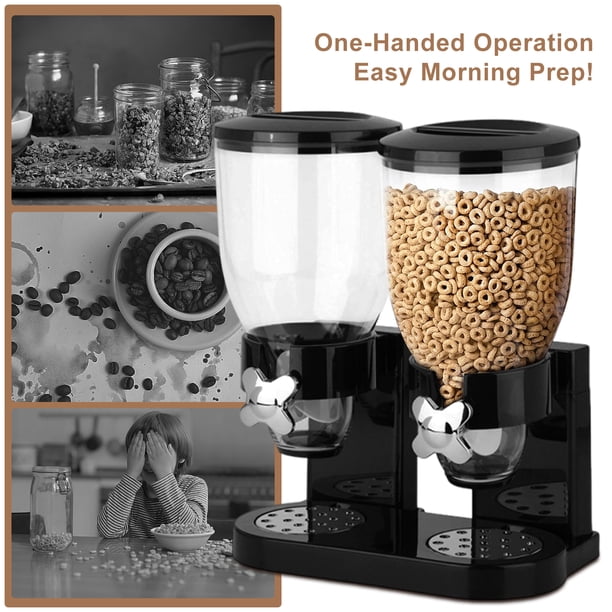 OHMG Double Distributeur De Céréales 2x3,5L - Dispenser Cornflakes Sans BPA Avec Dosage Contrôlé Noir