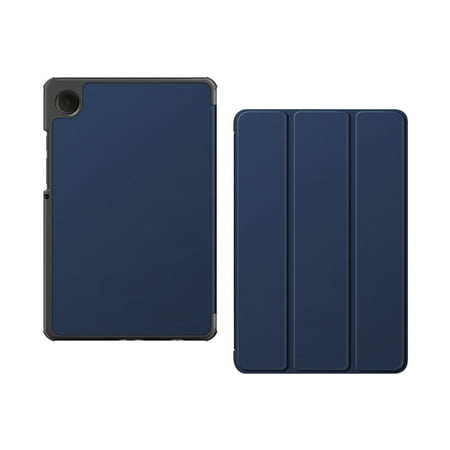 Cover For Samsung Galaxy Tab A9 8.7 inch SM-X110 SM-X115 SM-X117 Tablet Case PU Leather Tri-fold Hard PC Back Cover Tab A9 8.7" 2023 Case Funda Blue