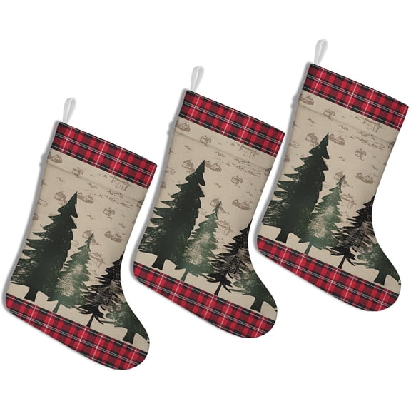 3 Pcs Christmas Stockings,Red and Green Christmas Pattern Stockings Christmas,14.8'' Xmas Stockings,Christmas Party Favors,Christmas Party Decorations,Christmas Stockings Personalized