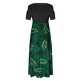 thumbnail image 4 of SMihono Robe Maxi Bohème d'Été pour Femmes Grande Taille Mode Décontractée Manches Courtes Épaules Dénudées Imprimé Col Rond Robe de Plage, 4 of 4