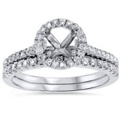 Pompeii 1/2ct Halo Diamond Engagement Wedding Ring Set 14K White Gold (G/H,I1)