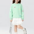 thumbnail image 4 of Miluxas Girl's Sweatshirt - Graphic Bow Print Crewneck Drop Shoulder Pullover Tops Green 4-5 Years, 4 of 5