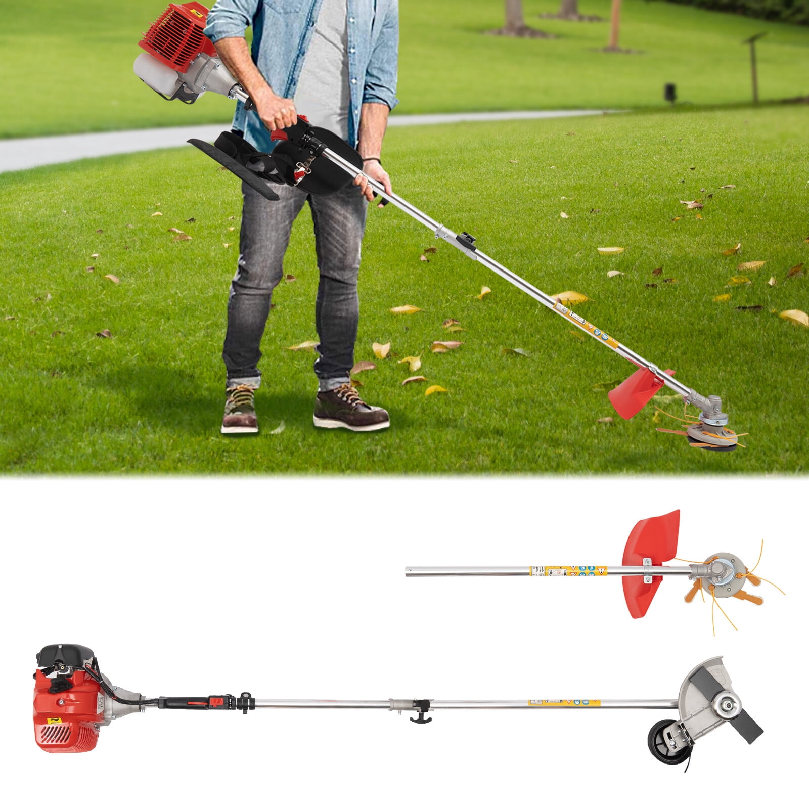 43cc Gas String Trimmer Lawn Wacker Weed Trimmer Air-cooled 2 Stroke Engine for Home Lawn Mowing