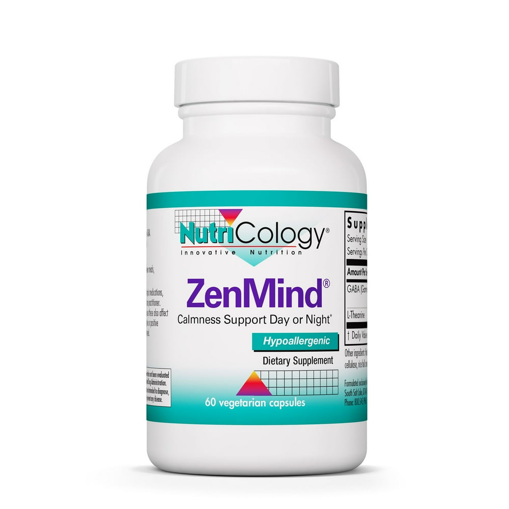 NutriCology ZenMind GABA, LTheanine, Stress Relief and Sleep Support 60 Vegetarian Capsules