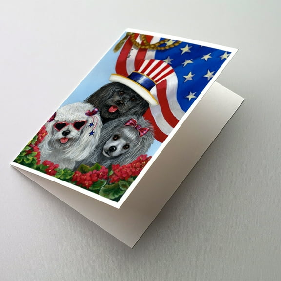 Poodle USA Greeting Cards and Envelopes Pack of 8