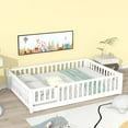 thumbnail image 2 of PAPROOS Full Montessor Floor Bed, Solid Wood Toddler Bed with Safety Guardrail and Door, Easy Assembly, Low-to-Floor Bed Frame with Slats for Kids, White, 2 of 9